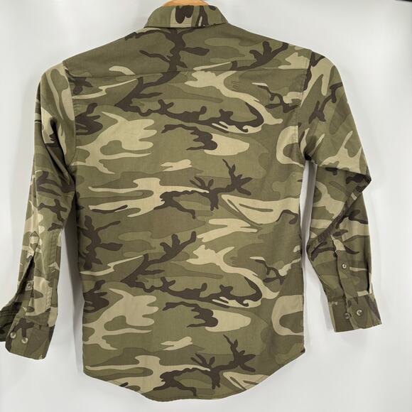 Poncho Mens Small Camouflage Pattern Long Sleeve Button Down Flannel Shirt - Picture 5 of 5